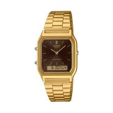 Edgy Vintage 38.8x29.8mm Quartz Black Dial Gold Tone Stainless Steel Bracelet Watch