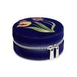 Photo of the WOLF 1834 Royal Asscher Round Zip Case Jewellery Box in Deep Blue | 394002