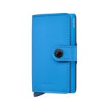 Photo of the Secrid Miniwallet Yard Ultra Blue (MYp-UltraBlue). Close-up image of the ultra blue wallet, showcasing its unique design and secure card storage mechanism.