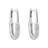 Sterling Silver Round White Cubic Zirconia Huggie Earrings