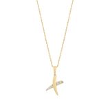 9K Yellow Gold Round White Cubic Zirconia Kiss Pendant Necklace