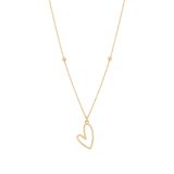 9K Yellow Gold Open Heart Pendant Necklace
