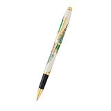Cross Wanderlust Borneo Green White Lacquer Yellow Gold Plated Engraved Black Gel Ink Pen AT0755-2