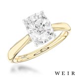 18k yellow gold Lab Grown 1.52ct E VS1  Cushion cut Lab Grown Diamond Dress Ring