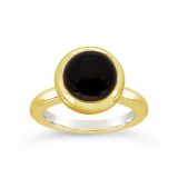 18K Yellow Gold and Silver Onyx Dress Ring