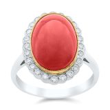 Coral & Diamond Cluster Dress Ring