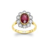 18k Ruby & Diamond Cluster Dress Ring