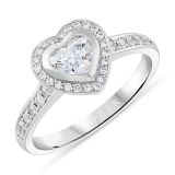 18k White Gold Heart Brilliant Cut Diamond with Halo Ring