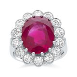 Weir Collection 18k White Gold Ruby & Diamond Halo Ring