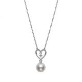 Mikimoto 18k White Gold and Pearl Heart Necklace