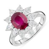 Platinum Ruby and Diamond Cluster