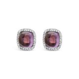 18k White Gold Amethyst and Diamond Earrings