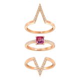 Swarovski Rose Gold Plated Funk Ring Set Size 55