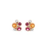 Pink tourmaline, garnet and sapphire earrings