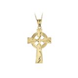 14K Yellow Gold Celtic Cross Pendant Necklace
