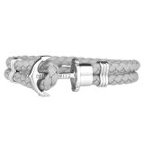 Paul Hewitt Grey Leather Anchor Bracelet