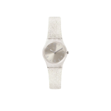 Time to Swatch Collection SILVER GLISTAR TOO 25mm, Round Grey Dial, Quartz, Transparent Case, Transparent Strap Watch