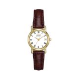 Photo of the Citizen Corso 23mm, White Dial, Stainless Steel & Gold PVD Case, Brown Leather Strap, Eco-Drive Watch Ew1272-01B