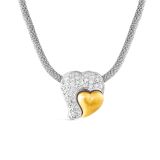 18k White Gold Double Heart Pendant Necklace