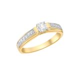 9k Gold Solitaire Shoulders CZ Ring