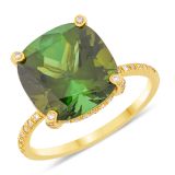Vera Wang 18k Gold Green Tourmaline & Diamond Dress Ring
