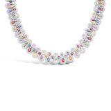 Waskoll 18k Multi Colour Sapphire Necklace