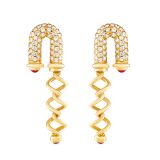 18k Gold U-Bend Twist 1.28ct Diamond Earrings