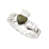 Sterling Silver & Connemara Marble Weaved Claddagh Ring