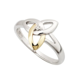10k Yellow Gold & Sterling Silver Diamond Trinity Knot Ring
