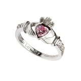 Sterling Silver October Birthstone Cubic Zirconia Claddagh Ring