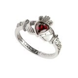 Sterling Silver January Cubic Zirconia Birthstone Claddagh Ring