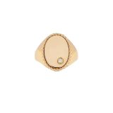 Yvonne Léon 9K Yellow Gold sz 52 Chevalière Ovale Gold or Jaune